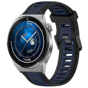 For Huawei Watch GT3 Pro 46mm 22mm Two Color Textured Silicone Watch Band(Midnight Blue+Black)