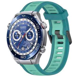 For Huawei Watch Ultimate 22mm Two Color Textured Silicone Watch Band(Teal)