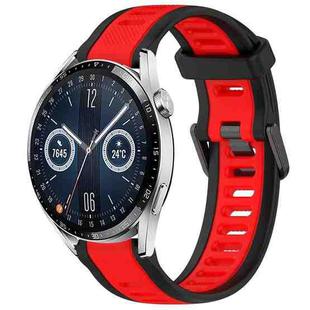 For Huawei Watch GT3 46mm 22mm Two Color Textured Silicone Watch Band(Red+Black)