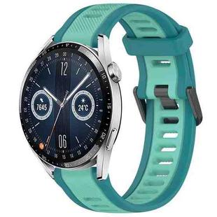 For Huawei Watch GT3 46mm 22mm Two Color Textured Silicone Watch Band(Teal)