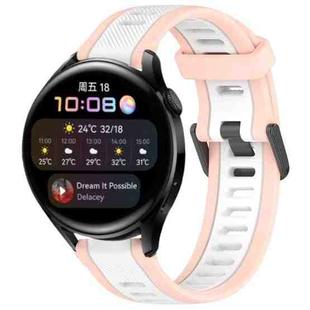 For Huawei Watch 3 22mm Two Color Textured Silicone Watch Band(White+Pink)