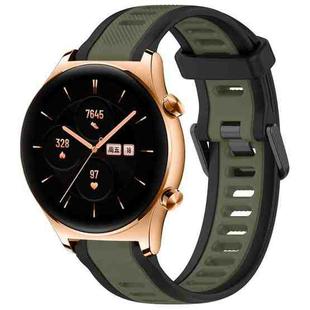 For Honor Watch GS 3 22mm Two Color Textured Silicone Watch Band(Green+Black)