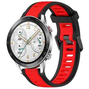 For Honor Watch GS 3i 22mm Two Color Textured Silicone Watch Band(Red+Black)