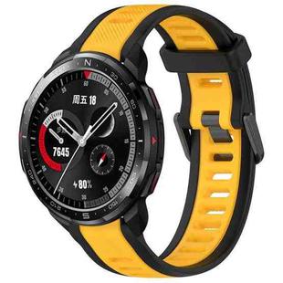 For Honor Watch GS Pro 22mm Two Color Textured Silicone Watch Band(Yellow+Black)