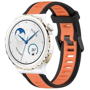 For Huawei Watch GT3 Pro 43mm 20mm Two Color Textured Silicone Watch Band(Orange+Black)