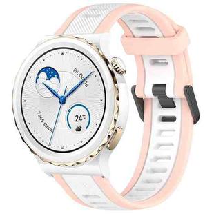 For Huawei Watch GT3 Pro 43mm 20mm Two Color Textured Silicone Watch Band(White+Pink)