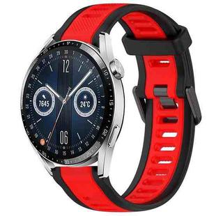 For Huawei Watch GT3 42mm 20mm Two Color Textured Silicone Watch Band(Red+Black)