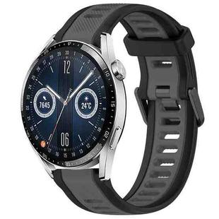 For Huawei Watch GT3 42mm 20mm Two Color Textured Silicone Watch Band(Grey+Black)