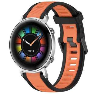 For Huawei Watch GT2 42mm 20mm Two Color Textured Silicone Watch Band(Orange+Black)