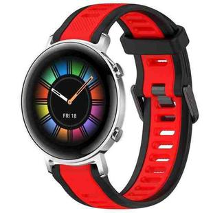 For Huawei Watch GT2 42mm 20mm Two Color Textured Silicone Watch Band(Red+Black)