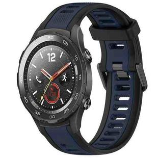 For Huawei Watch 2 20mm Two Color Textured Silicone Watch Band(Midnight Blue+Black)