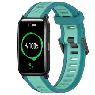 For Honor Watch ES 20mm Two Color Textured Silicone Watch Band(Teal)