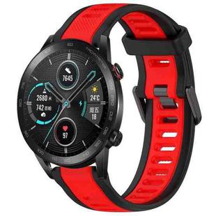 For Honor MagicWatch2 42mm 20mm Two Color Textured Silicone Watch Band(Red+Black)