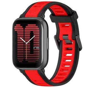 For Amazfit Active 20mm Two-Color Textured Silicone Watch Band(Red+Black)