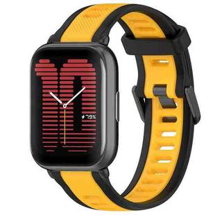 For Amazfit Active 20mm Two-Color Textured Silicone Watch Band(Yellow+Black)