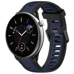 For Amazfit GTR Mini 20mm Two-Color Textured Silicone Watch Band(Midnight Blue+Black)