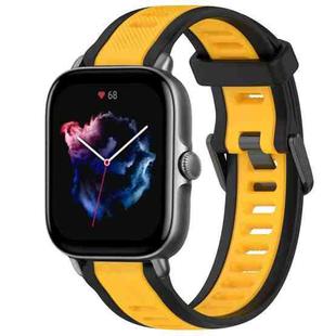 For Amazfit GTS 3 20mm Two-Color Textured Silicone Watch Band(Yellow+Black)