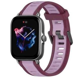 For Amazfit GTS 3 20mm Two-Color Textured Silicone Watch Band(Purple)