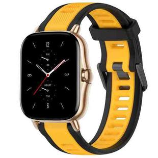 For Amazfit GTS 2 20mm Two-Color Textured Silicone Watch Band(Yellow+Black)