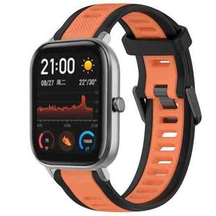 For Amazfit GTS 20mm Two-Color Textured Silicone Watch Band(Orange+Black)