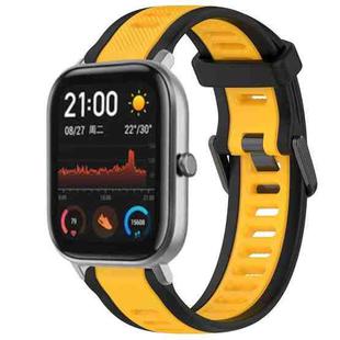 For Amazfit GTS 20mm Two-Color Textured Silicone Watch Band(Yellow+Black)