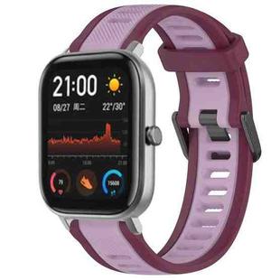 For Amazfit GTS 20mm Two-Color Textured Silicone Watch Band(Purple)