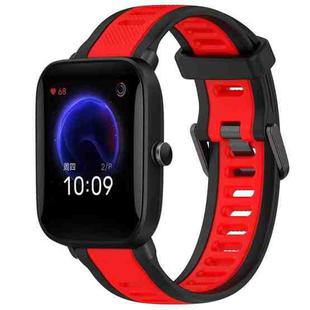 For Amazfit Pop 20mm Two-Color Textured Silicone Watch Band(Red+Black)
