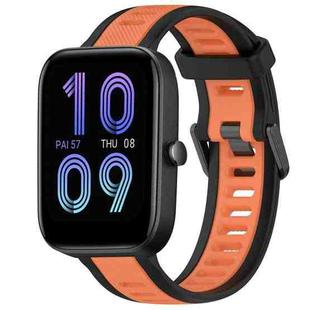 For Amazfit Bip 3 Pro 20mm Two-Color Textured Silicone Watch Band(Orange+Black)