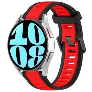 For Samsung Galaxy Watch 6 44mm 20mm Two Color Textured Silicone Watch Band(Red+Black)