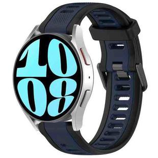 For Samsung Galaxy Watch 6 40mm 20mm Two Color Textured Silicone Watch Band(Midnight Blue+Black)