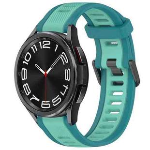 For Samsung Galaxy Watch 6 Classic 47mm 20mm Two Color Textured Silicone Watch Band(Teal)