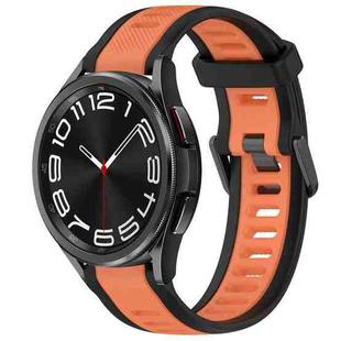 For Samsung Galaxy Watch 6 Classic 43mm 20mm Two Color Textured Silicone Watch Band(Orange+Black)