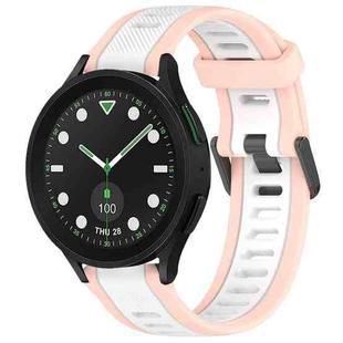 For Samsung Galaxy watch 5 Pro Golf Edition 20mm Two Color Textured Silicone Watch Band(White+Pink)