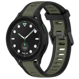 For Samsung Galaxy watch 5 Golf Edition 20mm Two Color Textured Silicone Watch Band(Green+Black)