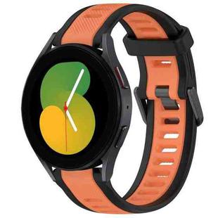 For Samsung Galaxy Watch 5  44mm 20mm Two Color Textured Silicone Watch Band(Orange+Black)