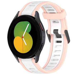 For Samsung Galaxy Watch 5  44mm 20mm Two Color Textured Silicone Watch Band(White+Pink)