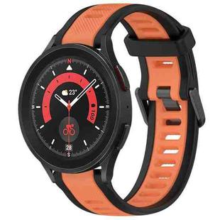 For Samsung Galaxy Watch 5 Pro  45mm 20mm Two Color Textured Silicone Watch Band(Orange+Black)