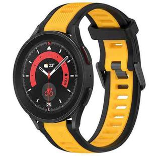 For Samsung Galaxy Watch 5 Pro  45mm 20mm Two Color Textured Silicone Watch Band(Yellow+Black)