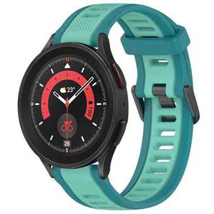For Samsung Galaxy Watch 5 Pro  45mm 20mm Two Color Textured Silicone Watch Band(Teal)