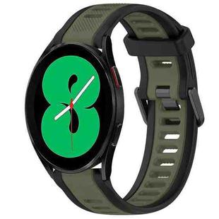 For Samsung Galaxy Watch 4 44mm 20mm Two Color Textured Silicone Watch Band(Green+Black)
