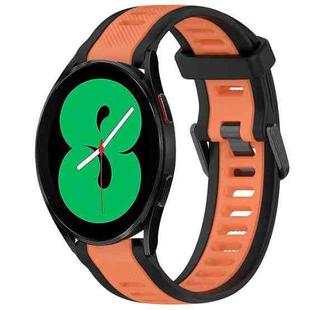 For Samsung Galaxy Watch 4 44mm 20mm Two Color Textured Silicone Watch Band(Orange+Black)