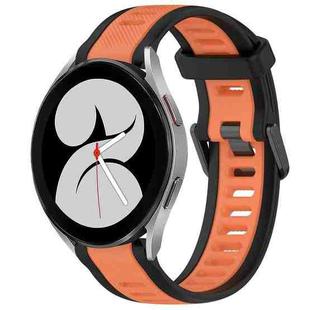 For Samsung Galaxy Watch 4 40mm 20mm Two Color Textured Silicone Watch Band(Orange+Black)