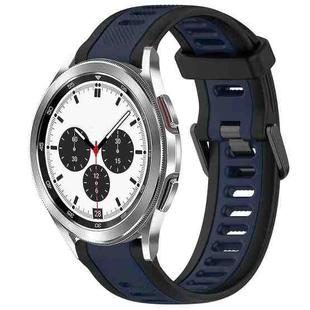 For Samsung  Galaxy Watch 4 Classic 42mm 20mm Two Color Textured Silicone Watch Band(Midnight Blue+Black)