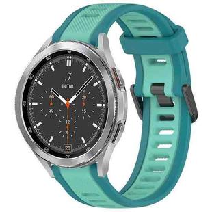 For Samsung  Galaxy Watch 4 Classic 46mm 20mm Two Color Textured Silicone Watch Band(Teal)