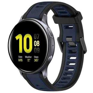 For Samsung Galaxy Watch Active 2 40mm 20mm Two Color Textured Silicone Watch Band(Midnight Blue+Black)