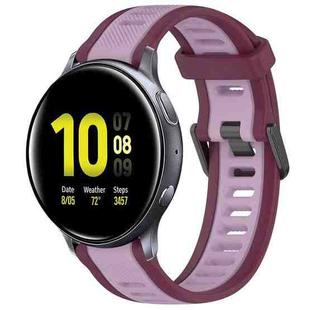 For Samsung Galaxy Watch Active 2 40mm 20mm Two Color Textured Silicone Watch Band(Purple)