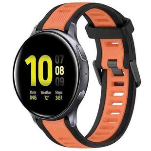 For Samsung Galaxy Watch Active 2 44mm 20mm Two Color Textured Silicone Watch Band(Orange+Black)