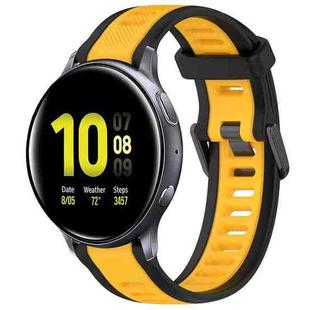 For Samsung Galaxy Watch Active 2 44mm 20mm Two Color Textured Silicone Watch Band(Yellow+Black)