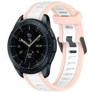 For Samsung Galaxy Watch 42mm 20mm Two Color Textured Silicone Watch Band(White+Pink)
