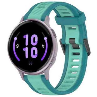 For Garmin Active 5 20mm Two Color Textured Silicone Watch Band(Teal)
